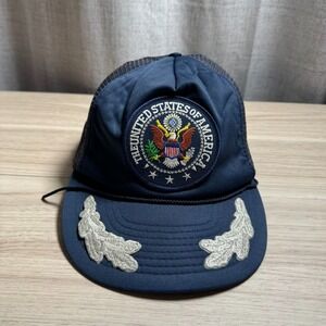 Unbranded Trucker Hat Men OS Navy Blue  USA Great Seal Scrambled Eggs Cap VTG